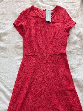 NWT Oliver Boden Watermelon Pink Lace Dress Uk 10